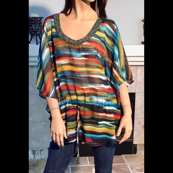 Lane Bryant Tops - Lane Bryant Beaded Dolman Multicolor Top 18/20